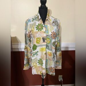 Jane and Delaney India inspired motif long sleeve shirt..